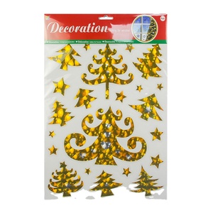 Décor de noël Coloré Feuilles Holographiques Autocollant De Fenêtre En Verre - Product Image 1