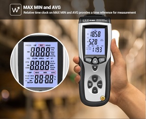 CEM 2 in 1 CMM CRM เครื่องวัดความเร็วลมแบบดิจิตอลพร้อมมาตรวัดความดันแบบดิฟเฟอเรนเชียล เครื่องวัดการไหล เครื่องวัดความเร็วลม DT-8897 - Product Image 5