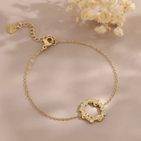 Hartvormige bedelarmband 18K verguld met CZ voor vrouwen, roestvrij staal, Valentijnscadeau, feest, groothandel, op maat gemaakt