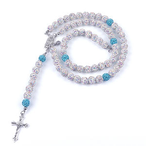 Kalung rosario kustom kalung bisbol Bling Bling Discoball keramik lembut kualitas tinggi enam lapis - Product Image 1