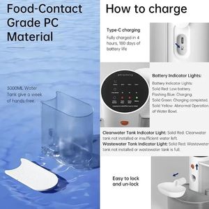 Distributeur d'eau automatique sans fil intelligent 3L pour animaux de compagnie, ultra silencieux, 180 jours d'autonomie - Product Image 6