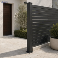 Poteau de clôture en aluminium thermolaqué noir avec base réglable multi-angles pour panneaux de clôture de jardin en composite WPC