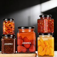 Vierkante luchtdichte glazen potten, recyclebaar, aanpasbaar, glazen voorraadpotten voor jam, voedsel, lege fles, fruitglazen potten met draaidop van metaal.