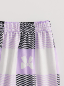 Conjunto de pijama para <span class=keywords><strong>mujer</strong></span> con estampado de cuadros y lazo, camiseta de manga corta y <span class=keywords><strong>pantalones</strong></span> largos, ropa cómoda para estar en casa - Product Image 4