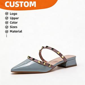 Mules confortables à talon bas pour femmes, chaussures décontractées antidérapantes pour le travail et la marche, semelle souple, plates à clous - Product Image 6
