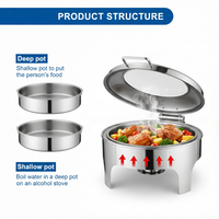 Plat à chafing rond en acier inoxydable Allnice – Équipement moderne pour réchauffer les aliments, idéal pour hôtels et restaurants, personnalisable et luxueux