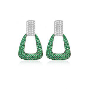 Pendientes Largos Cuadrados de Cobre con Circonita, Estilo Europeo Americano, Lujo Ligero, Geométricos, Vintage, Exagerados, Elegantes, con Personalidad - Product Image 5