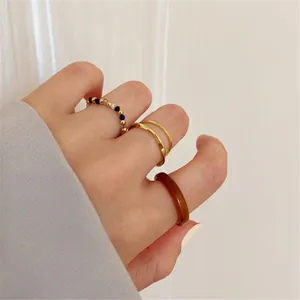 Yubiwa crystal acrylic ring four sets of Korea personality temperament beaded jewelry ring fashion simple index finger ring set