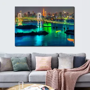Wall Pictures Modern Art Night City Battery Operated Pictures Light Up Led Canvas Wall Art Picture