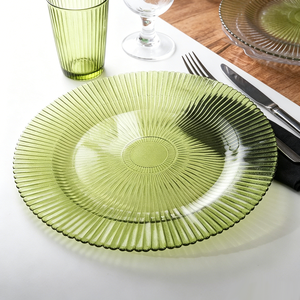Assiette <span class=keywords><strong>de</strong></span> présentation en verre bleu marine à bord ondulé et volanté <span class=keywords><strong>de</strong></span> 13 pouces, peinte à la main, <span class=keywords><strong>de</strong></span> luxe, pour mariage, réception, hôtel et restauration - Product Image 4