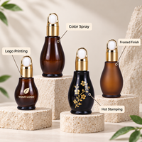 Flacon compte-gouttes en verre ambré personnalisé en forme de gourde 10ml 20ml 30ml 50ml 100ml pour huiles essentielles, parfums et cosmétiques