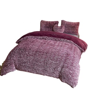 Shaggy <strong>Fluffy</strong> Faux Fur <strong>Duvet</strong> <strong>Cover</strong> Set Button Closure Velvety Bedding Set Comforter <strong>Cover</strong> with Pillowcase - Product Image 1
