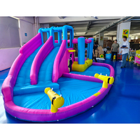 USA Stock Opblaasbare Springkasteel Binnen/Buiten met Dubbele Glijbanen, Spatbad, Nat/Droog Speeltoestel voor Kinderen