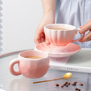 Mug à café en céramique rose dégradé de Chaozhou avec poignée, tasse individuelle pour petit-déjeuner, flocons d'avoine, logo personnalisable, emballage - Product Image 5