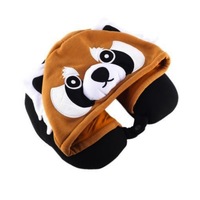 Coussin de cou Portable en forme de U à capuche, cordon de serrage réglable, peluche paresseux, raton laveur, Animal, pour voyager et dormir