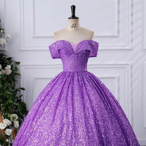 Off The Shoulder Sequined Evening Dress Women Long Skirt Stage Performance Costume Vocal Music Exam Annual Meeting Puffy - Product Image 2