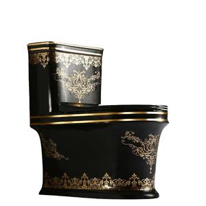 高級モダンブラックゴールドセラミックデュアルフラッシュワンピースSトラップバスルームまたはホテル用 - Product Image 5