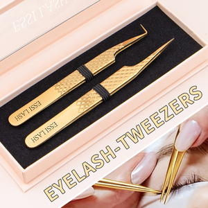 Pinzas para Extensión de Pestañas ESSI LASH, Empaque Personalizado en Caja, Marca Privada, Pinzas de Acero Inoxidable con Punta de Fibra para Extensión de Pestañas de Volumen - Product Image 3