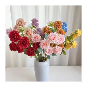 Rosa <span class=keywords><strong>miel</strong></span> <span class=keywords><strong>de</strong></span> 6 cabezas para decoración <span class=keywords><strong>de</strong></span> boda, rama larga, <span class=keywords><strong>precio</strong></span> barato, rosa <span class=keywords><strong>de</strong></span> alta calidad - Product Image 3