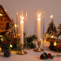 Support de bougie en métal coupe-vent et anti-goutte avec tube en verre, grand chandelier pour décoration de mariage, maison et table à manger