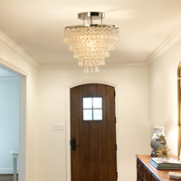 Lustre moderne de luxe en cristal à triple couche avec perles pointues, éclairage de plafond blanc chaud AC, CRI 90 élevé pour salon et chambre à coucher