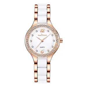 Tenere IN contatto orologio da polso da donna classico IN ceramica rosa resistente all'acqua di lusso orologio da donna con strass di alta qualità