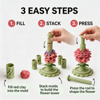 Kit de fabrication de fleurs en argile DIY avec outils et moules 3D, PLA écologique, bouquet pouvant servir de décoration, jouet créatif pour enfants et adultes
