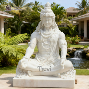 Tevi intagliato a mano dio indiano scultura religiosa in pietra naturale marmo bianco signore Shiva statua per la decorazione - Product Image 5