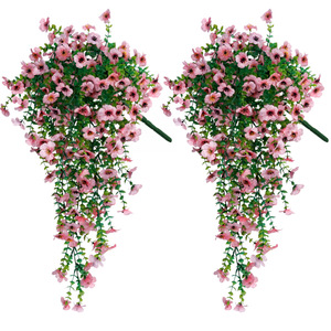 Bouquet de fleurs artificielles jaunes en plastique, plante suspendue décorative pour la maison, l'extérieur et les mariages - Product Image 3