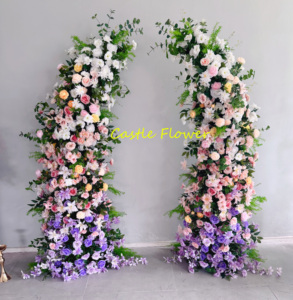 O-FR044 Customized Colorful Horn Flower <strong>Arch</strong> Part Wedding Backgrounp Flower <strong>Gate</strong> Silk Artificial Flower <strong>Arch</strong> for Wedding Decor - Product Image 2