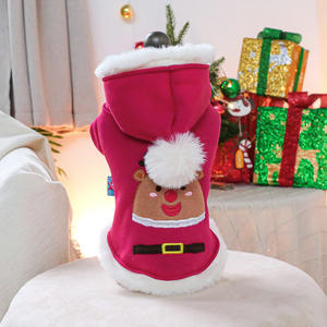 الحيوانات الأليفة دائرة الكرتون طباعة الكرتون الصوفي الصغيرة متوسطة الحجم الكلب الشتاء عيد الميلاد هوديس الملابس بالجملة - Product Image 3