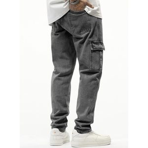 Jean Cargo Homme FOXA en Denim Extensible, Taille Élastique avec Cordon de Serrage, Coupe Décontractée, Vêtement Décontracté, Coton Mi-Lourd Respirant - Product Image 2