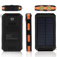 Haute 10000mAh Étanche Solaire Mobile Power Bank Nouvelle Boussole LED Affichage Portable Téléphone Dispositif De Charge LI-Polymère Porte-clés