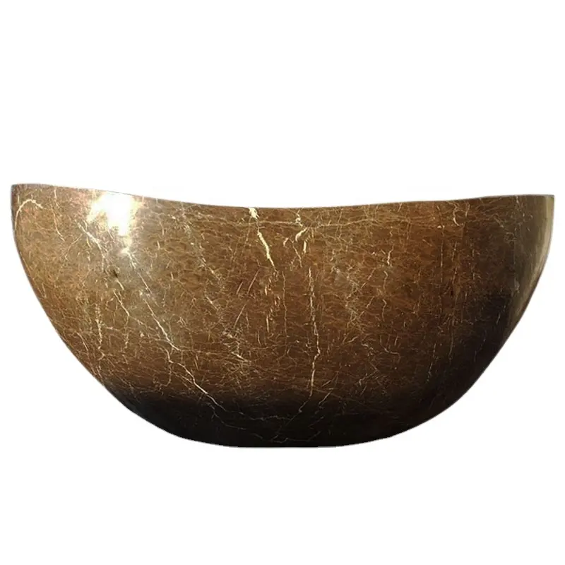 Shengye Factory direct hot selling the cheapest coffee-colored hotels or bathrooms with natural marble bathtub sinks