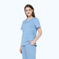 Ensembles d'uniformes médicaux confortables en sergé brossé respirant et extensible, blouses d'infirmière douces en nylon et élasthanne à col en V pour hôpital