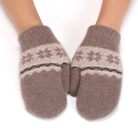Gants d'hiver pour enfants en jacquard à motif flocon de neige, en peluche épaisse, à doigts enveloppés, pour la pêche en plein air et les sports, pour la chaleur