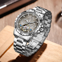 Montre analogique mécanique entièrement automatique pour homme Glen New, acier inoxydable lumineux, cadran 44 mm, fermoir caché, modèle 8993, exclusive