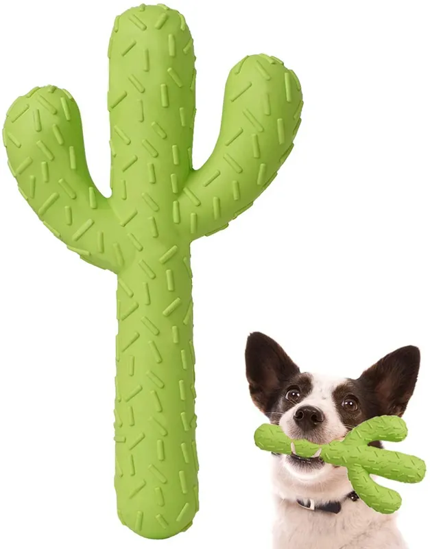 Dog Chew Toys Cactus Tough Toys for Training and Cleaning Teeth Durable Rubber Dog Toys for Aggressive Chewers