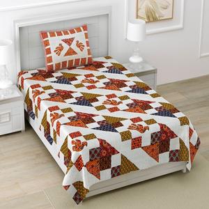 Draps plats pour lits simples de qualité supérieure en coton imprimé à motifs végétaux multicolores, personnalisables, toutes saisons, 1 housse de coussin - Product Image 1