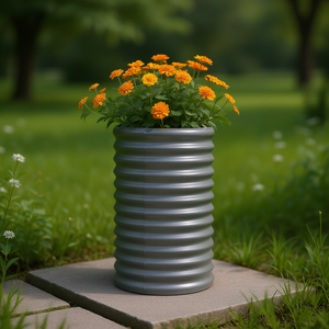 Jardinera de Acero para Jardín, 15.7x15.7x26.8 Pulgadas, Recubierta de Polvo Gris, Maceta para Exteriores, Estilo Rústico - Product Image 2