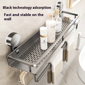 Estante de aluminio de lujo moderno para baño, estante de almacenamiento de drenaje con ventosa montada en la esquina para artículos de tocador - Product Image 4