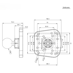 Support universel pour détecteur de poissons de kayak - Base à rotule de 1,5 pouces pour Garmin, Lowrance, Scotty et plus |   Support de caméra d'action à dégagement rapide - Product Image 4