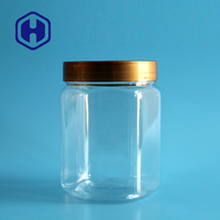 Pot en plastique transparent hexagone PET de 660ml pour l'emballage des noix sucre en conserve collations bonbons pour biscuits chocolat à usage alimentaire