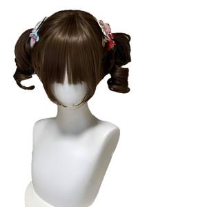 Perruque courte Sweet Lolita à double queue de cheval, boucles romaines, avec ligne de cheveux naturelle, pour cosplay, en fibre Kanekalon, perruque complète - Product Image 4