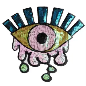 Factory Direct Customized big eyes patch with tears patch sequin for cloths