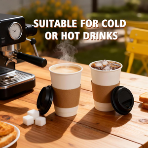 Nuevas Fundas de Papel Impresas para Vasos de Café de 8oz, 12oz y 16oz, Recicladas, para Bebidas Calientes y Frías, Color Marrón, Personalizables y Desechables - Product Image 5