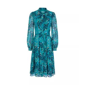 Модная Женская одежда от производителя на заказ, Элегантное повседневное платье-рубашка с длинным рукавом и цветочным принтом, летнее 2014