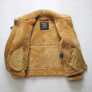 Blouson aviateur en fourrure pour homme, une pièce, petites ailes, long, décontracté, col à revers, en cuir, fermeture éclair, hiver, teinté - Product Image 2