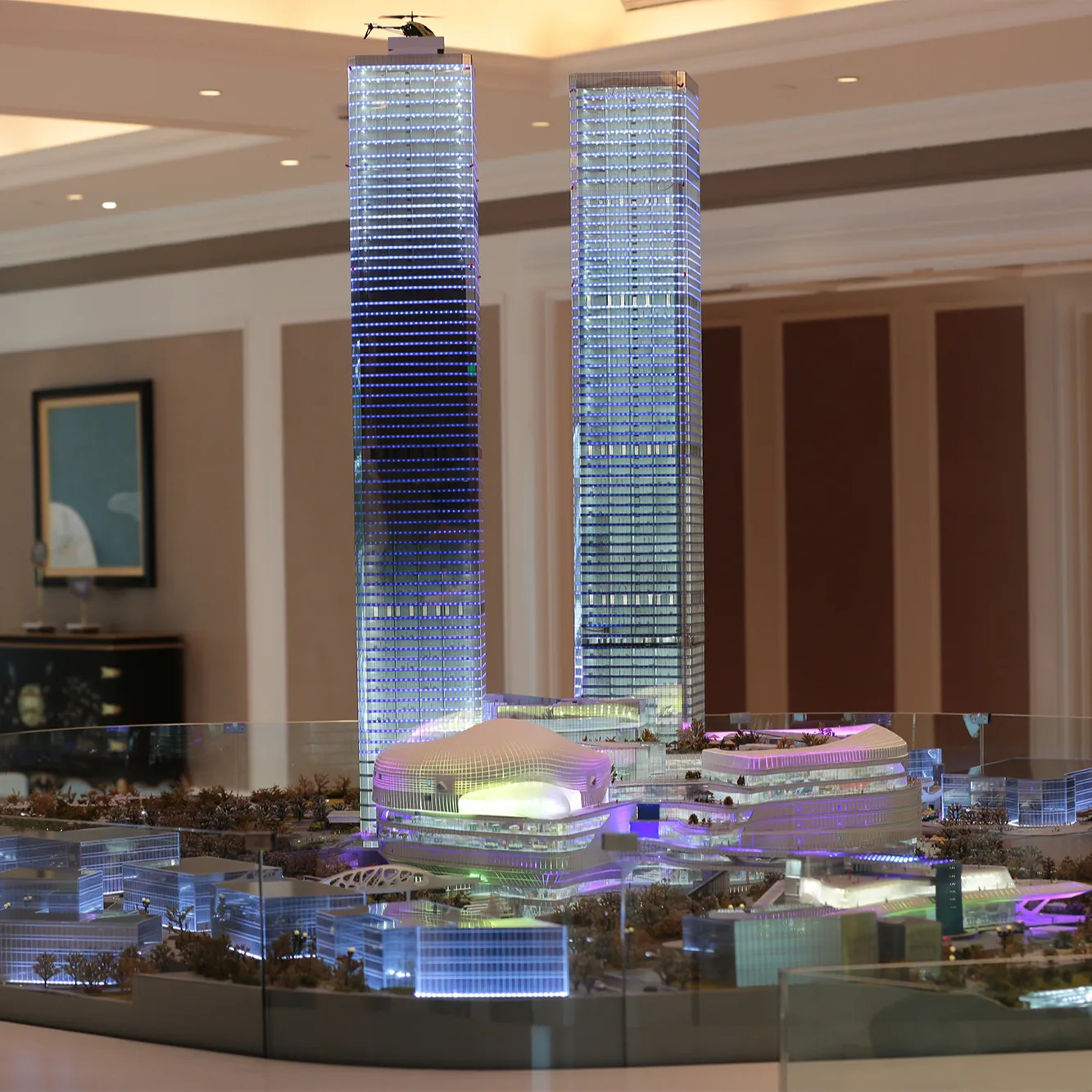 Профессиональная архитектурная модель здания, индивидуальная шкала со светодиодным освещением, моделирование городского проектирования, 3D здание недвижимости