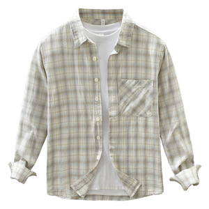 <span class=keywords><strong>Camicia</strong></span> a Quadri da Uomo a Maniche Lunghe Primaverile, Leggera, Traspirante, Ecologica, Facile da Pulire, Casual, in Puro Cotone, Vestibilità Comoda - Product Image 5